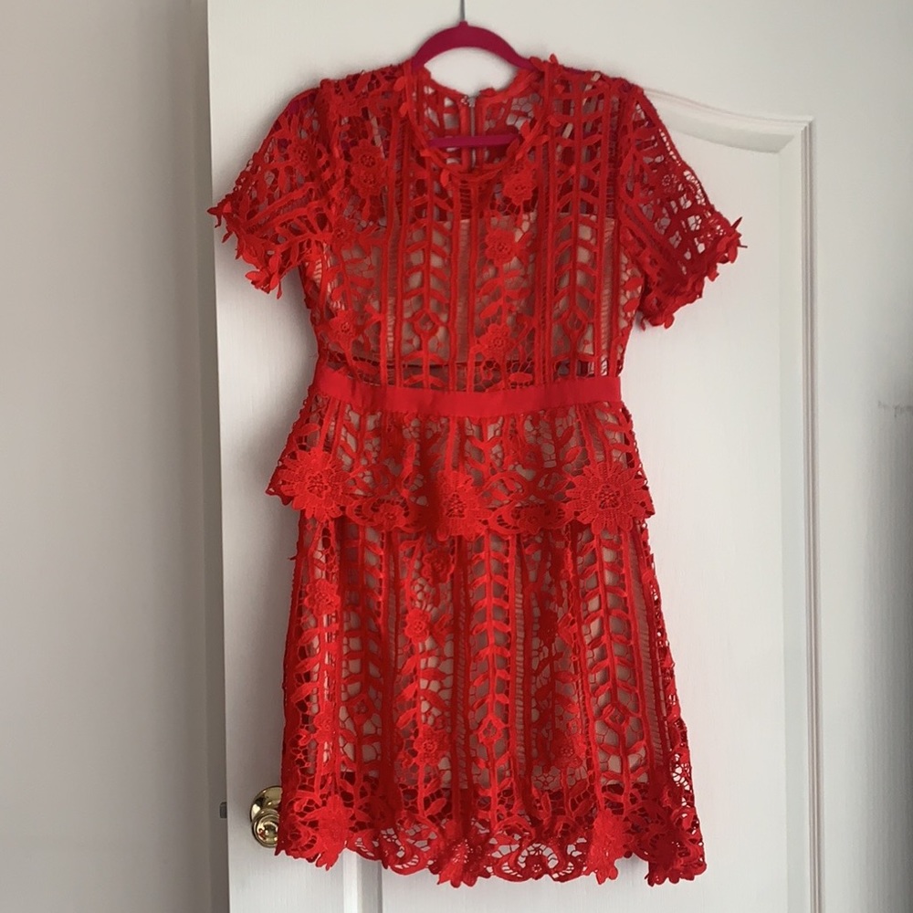 Stunning Red Lace Illusion Dress
